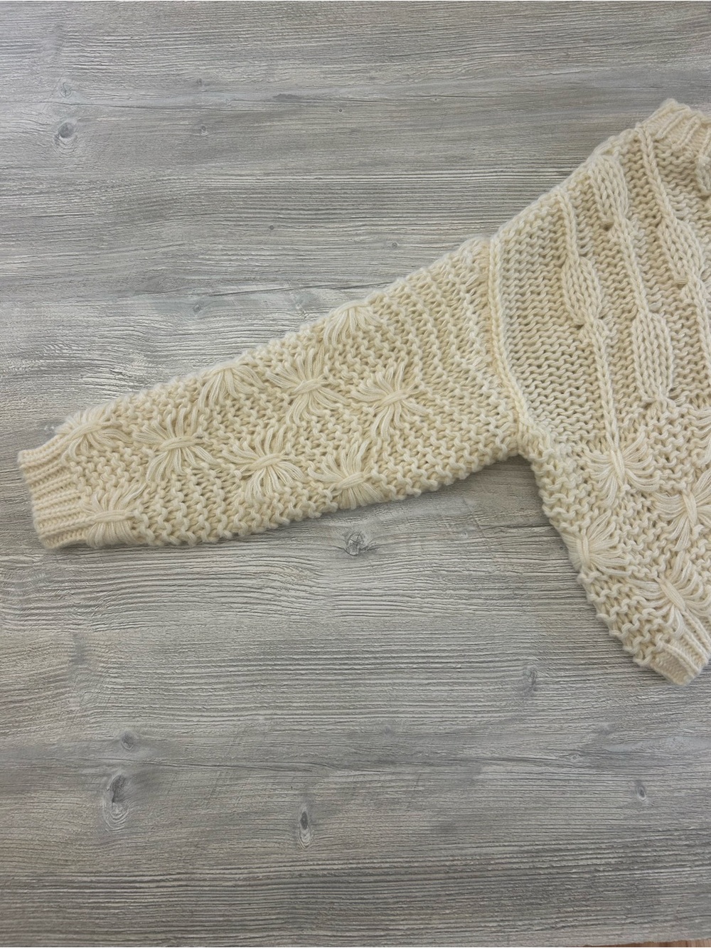 12th Tribe Cream Chunky Bow and Cable Knit Cropped Crewneck Sweater Small - Picture 5 of 9